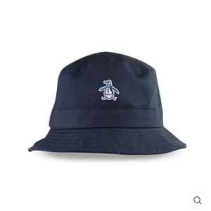 NEW ORIGINAL PENGUIN Navy Brushed Cotton Twill Bucket Hat W/ Logo OSFM dark NAVY
